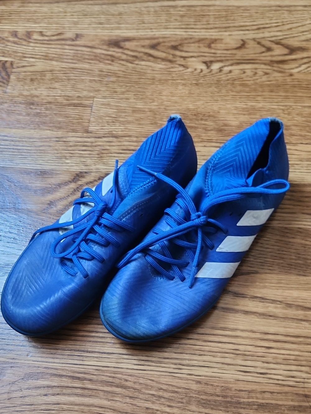 Blue Nemeziz Men's Soccer Cleats with White Stripes